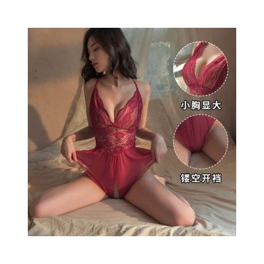 【情趣内衣】吊带蕾丝性感开档连体衣 佐卡莲/ZOCOA